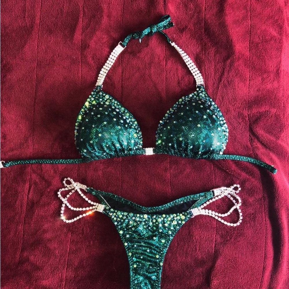 Emerald Green Sequin Bikini Set - image 1